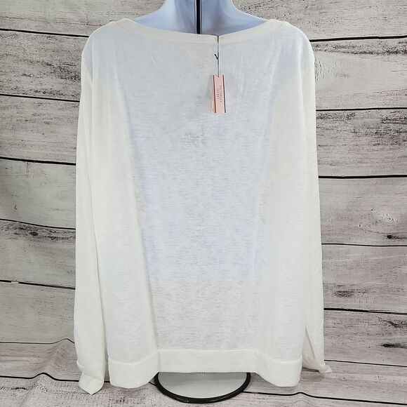 🔸️NWT Victoria's Secret Cream "Bombshell" Burnout Long Sleeve Sweater XLarge - Picture 5 of 12
